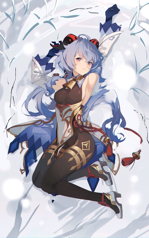 Anime Girl with Blue Hair — Dynamic, Winter, Digital Art, Snow