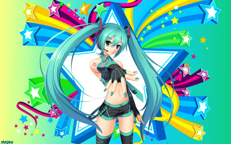 Anime Girl with Blue Hair — Energetic, Digital Art