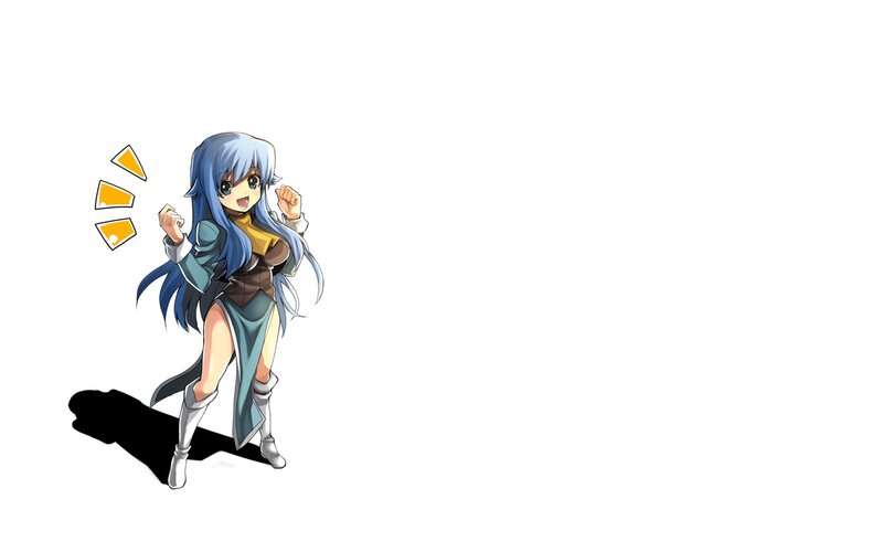 Anime Girl with Blue Hair — Energetic, Fists