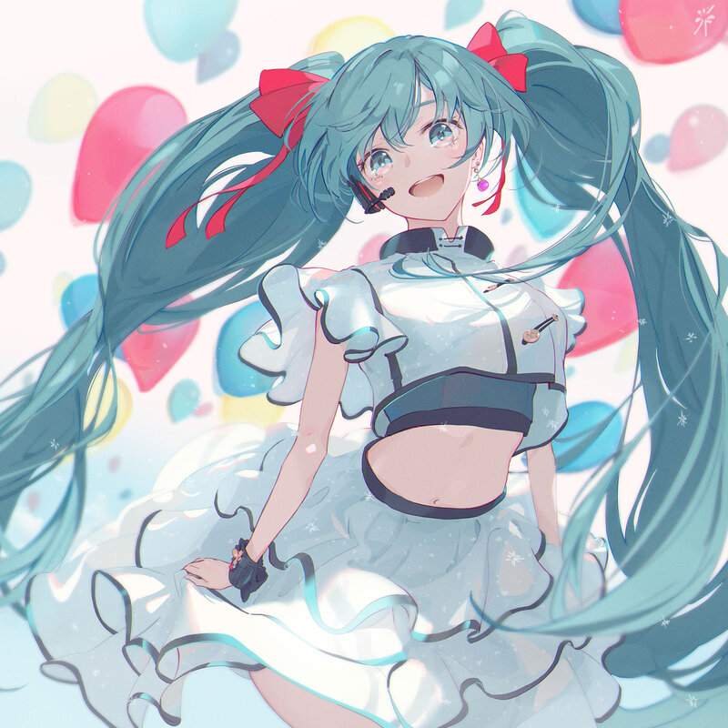 Anime Girl with Blue Hair — Festive, Digital Art