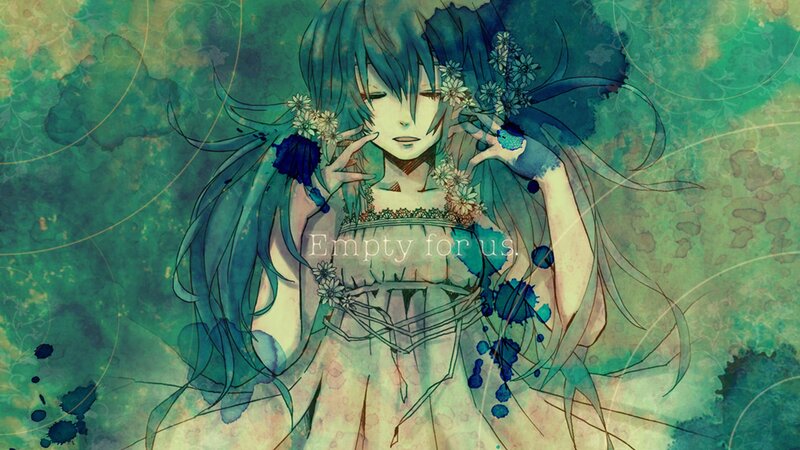 Anime Girl with Blue Hair — Green, Dreamy