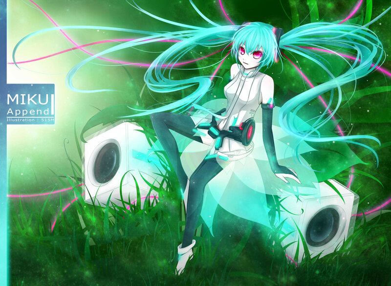 Anime Girl with Blue Hair — Green, Energetic