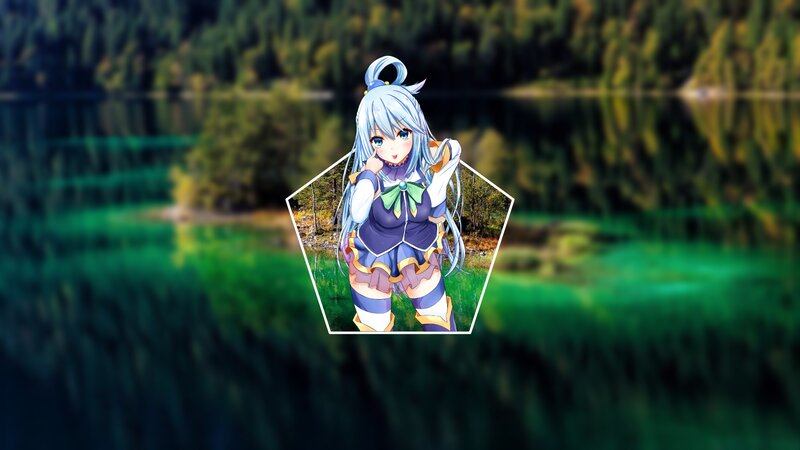 Anime Girl with Blue Hair — Green, Serene, Afternoon