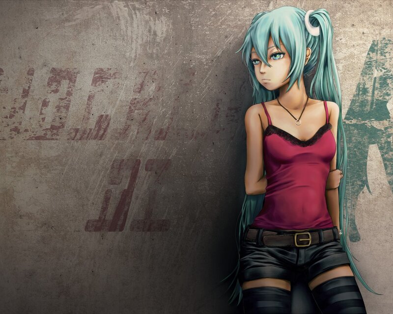 Anime Girl with Blue Hair — Gritty