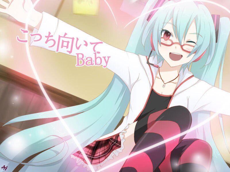 Anime Girl with Blue Hair — Happy, Playful