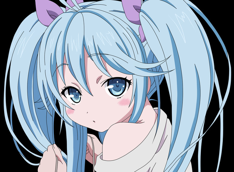 Anime Girl with Blue Hair — Innocent, Blue Eyes