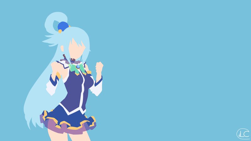 Anime Girl with Blue Hair — Light Blue, Calm, Minimalist