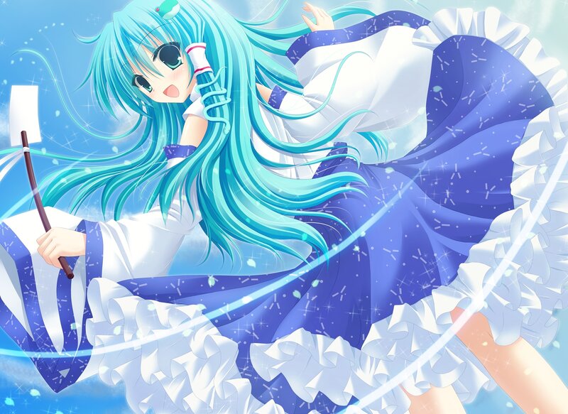 Anime Girl with Blue Hair — Magical, Digital Art
