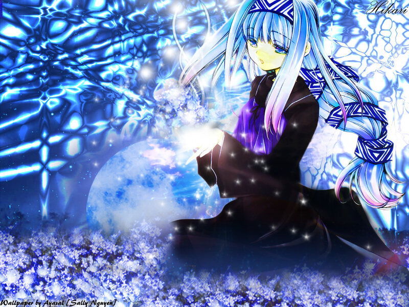 Anime Girl with Blue Hair — Magical, Night