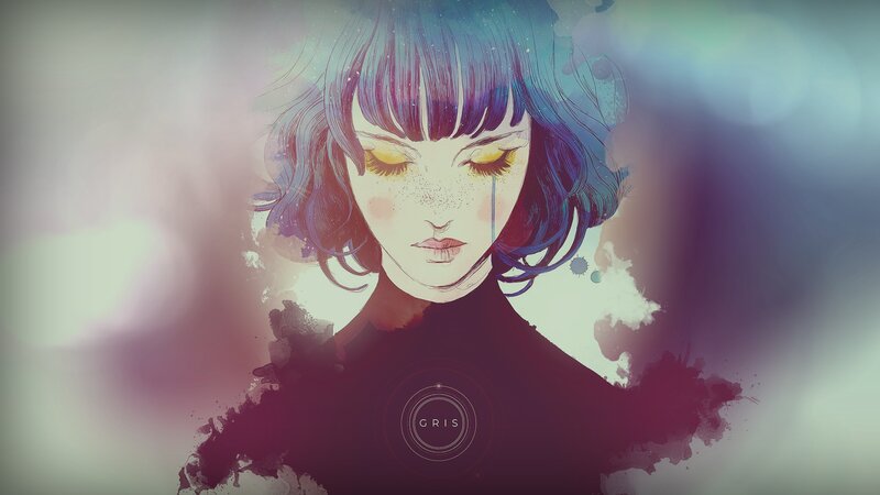 Anime Girl with Blue Hair — Melancholic, Digital Art, Tear