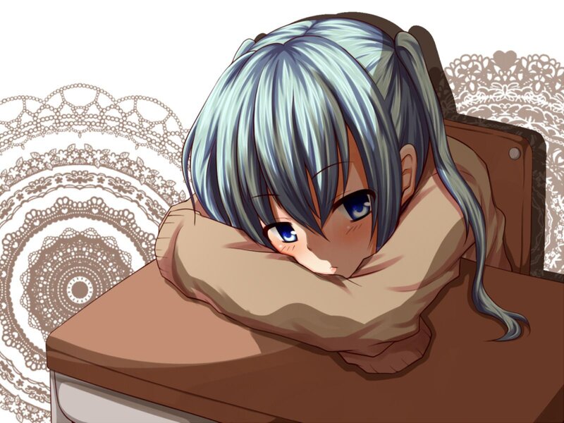 Anime Girl with Blue Hair — Melancholic