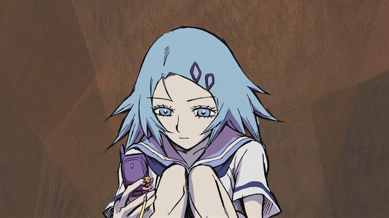 Anime Girl with Blue Hair — Neutral, Cell Phone