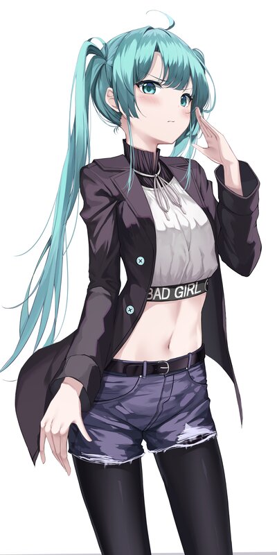 Anime Girl with Blue Hair — Neutral, Digital Art, Long Ponytail