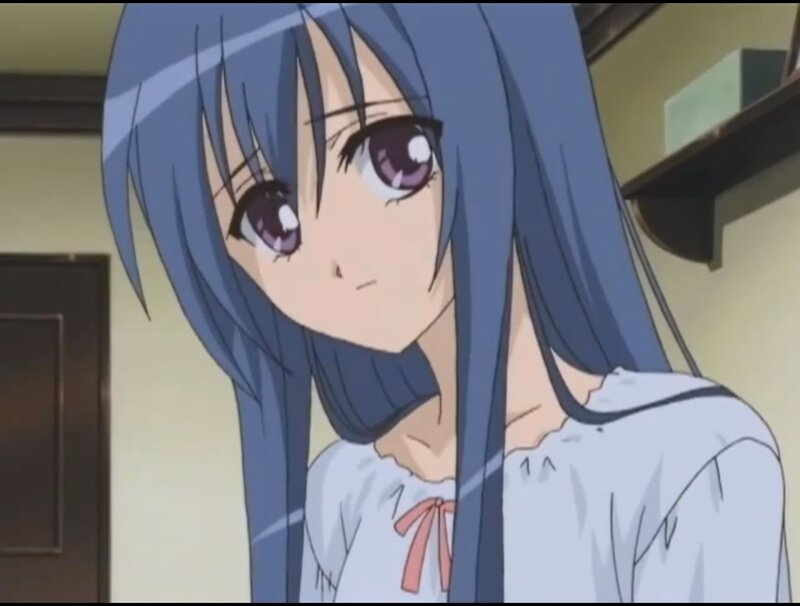 Anime Girl with Blue Hair — Neutral, Door