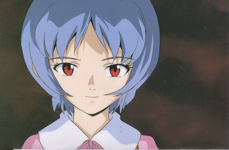 Anime Girl with Blue Hair — Neutral, Red Eyes, White Collar