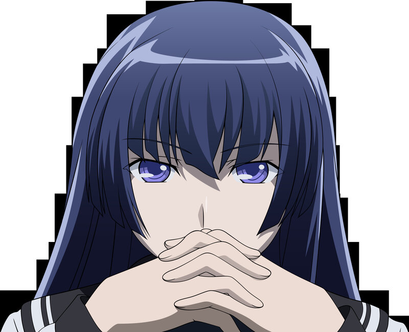 Anime Girl with Blue Hair — Neutral, School Uniform, Hands