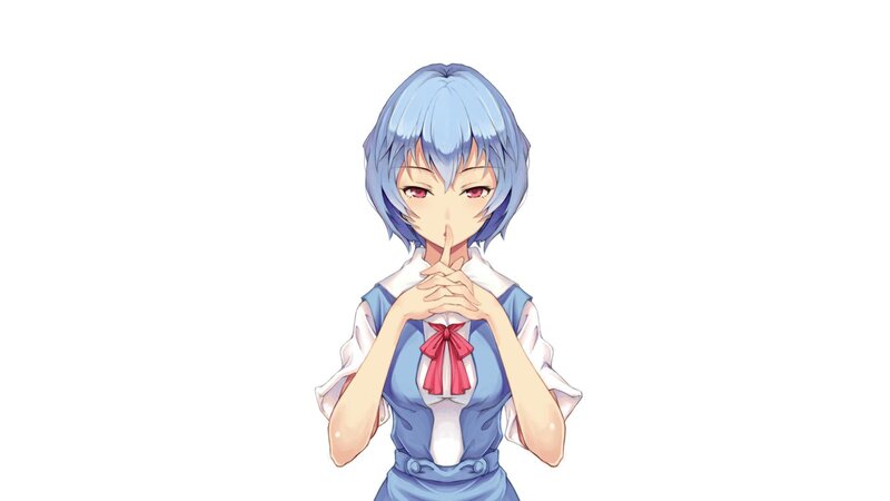 Anime Girl with Blue Hair — Neutral, School Uniform, Red Bow