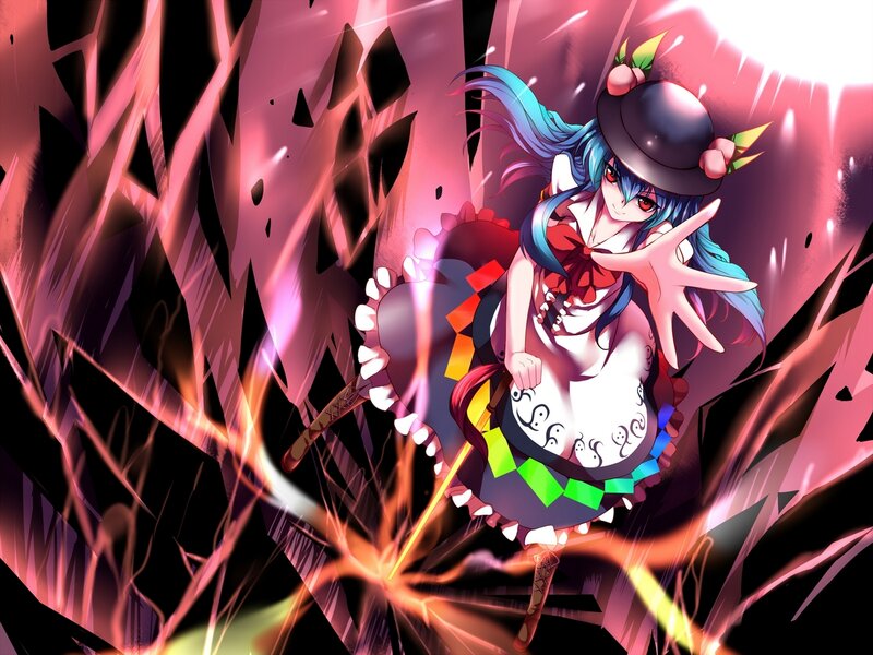 Anime Girl with Blue Hair — Pink, Dramatic