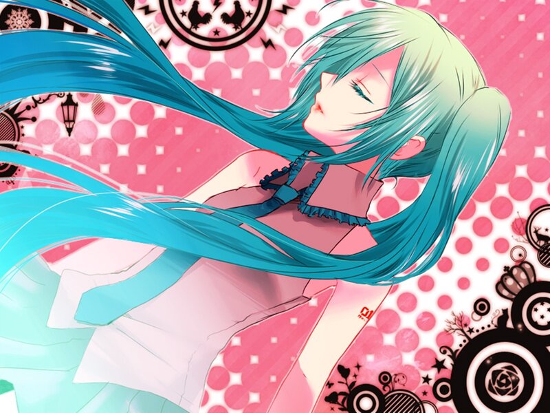 Anime Girl with Blue Hair — Pink, Dreamy