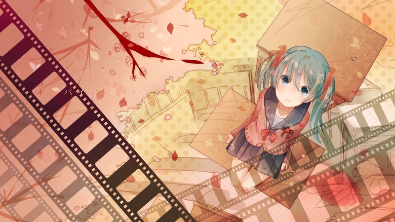Anime Girl with Blue Hair — Pink, Nostalgic