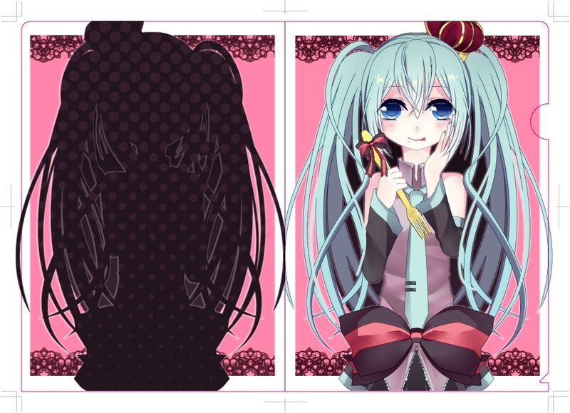Anime Girl with Blue Hair — Pink, Playful, Fork