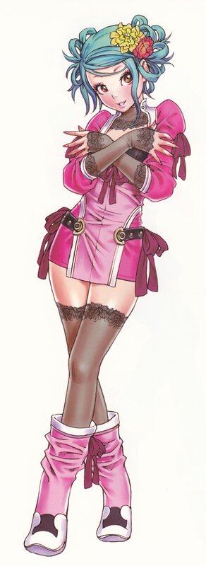 Anime Girl with Blue Hair — Pink, Playful, Manga