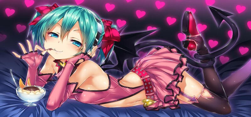 Anime Girl with Blue Hair — Pink, Playful, Night