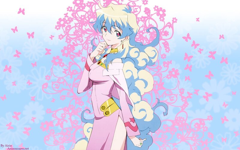 Anime Girl with Blue Hair — Pink, Playful