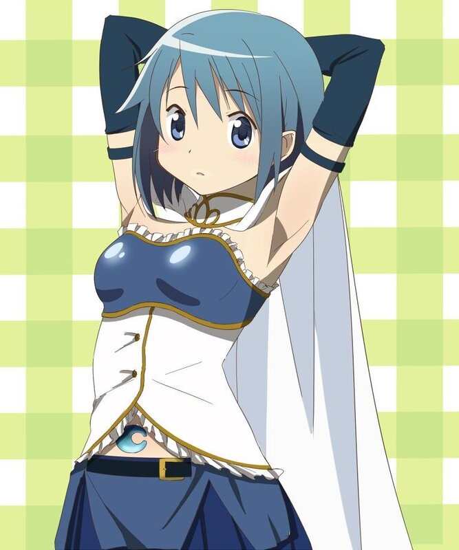 Anime Girl with Blue Hair — Playful, Cat Ears, Cape