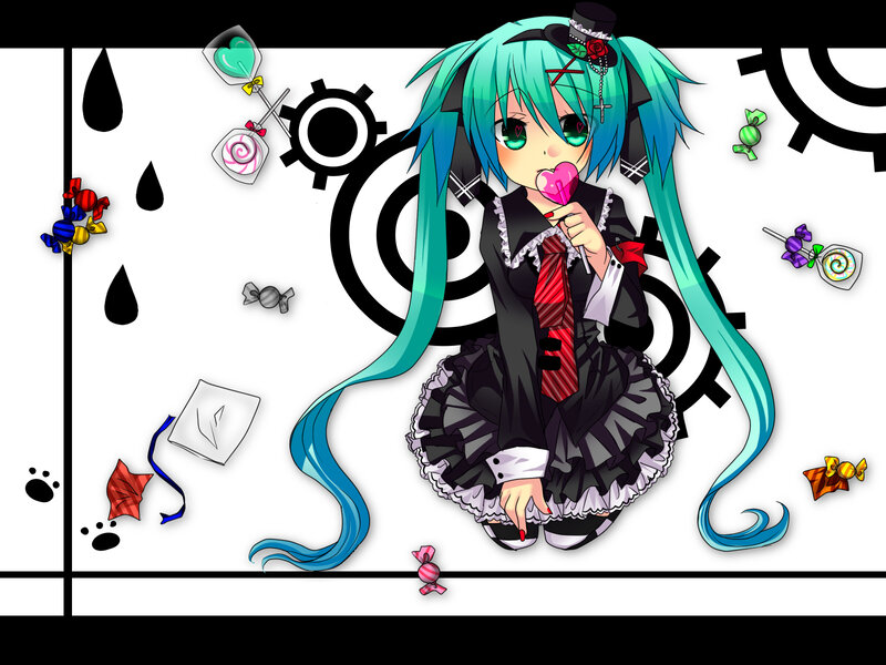 Anime Girl with Blue Hair — Playful, Digital Art, Candy