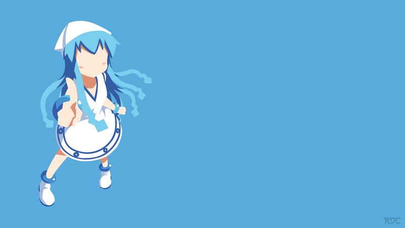 Anime Girl with Blue Hair — Playful, Digital Art, Drum