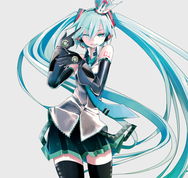 Anime Girl with Blue Hair — Playful, Digital Art, Long Hair, Robotic Arms