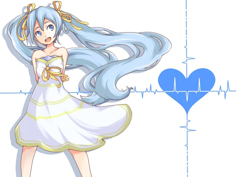 Anime Girl with Blue Hair — Playful, Heart