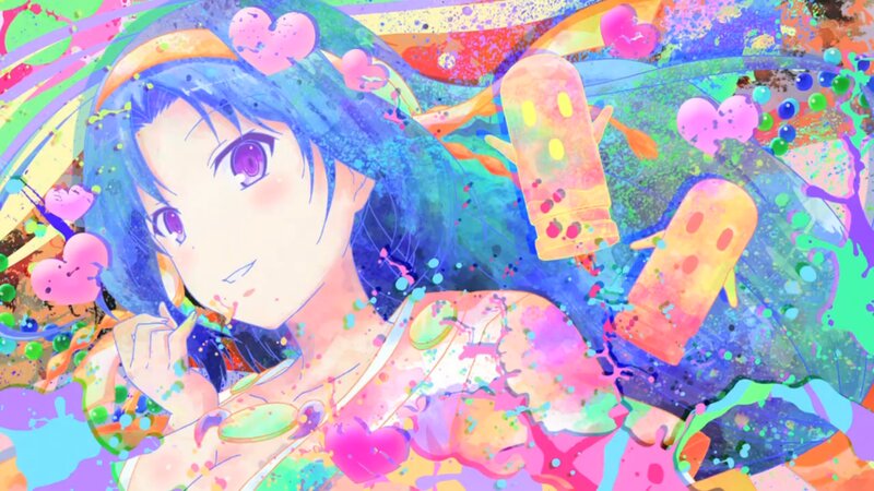 Anime Girl with Blue Hair — Playful, Ice Cream
