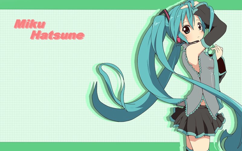 Anime Girl with Blue Hair — Playful, Long Hair, Skirt