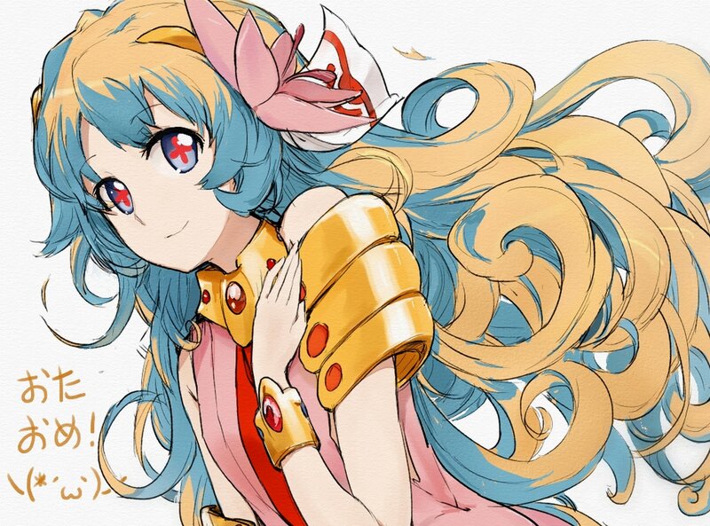 Anime Girl with Blue Hair — Playful, Manga, Long Hair, Gold Armor