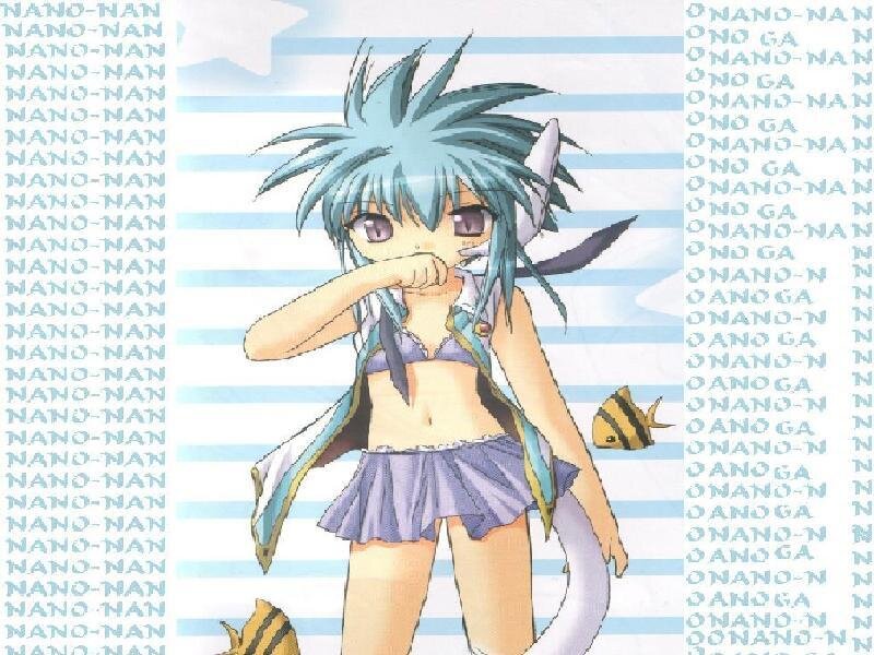 Anime Girl with Blue Hair — Playful, Manga