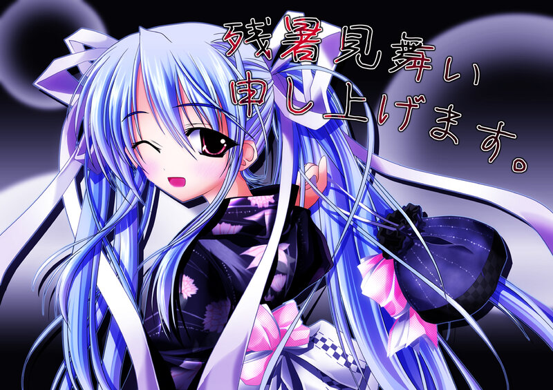 Anime Girl with Blue Hair — Playful, Night