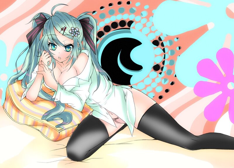 Anime Girl with Blue Hair — Playful, Pillow