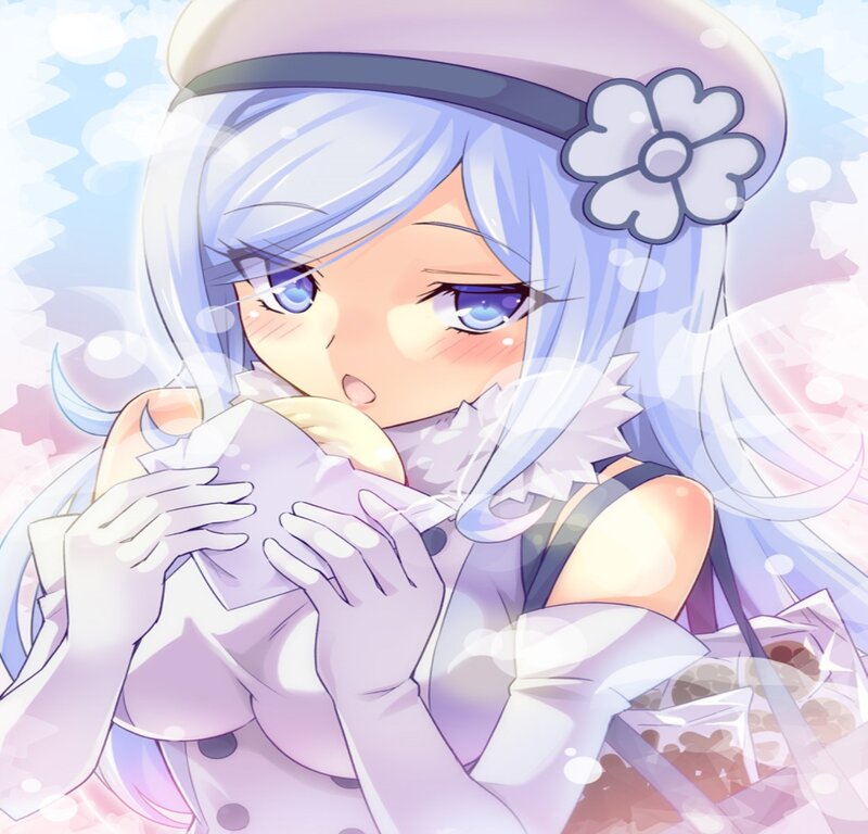 Anime Girl with Blue Hair — Purple, Dreamy, Hat