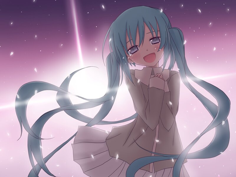 Anime Girl with Blue Hair — Purple, Dreamy