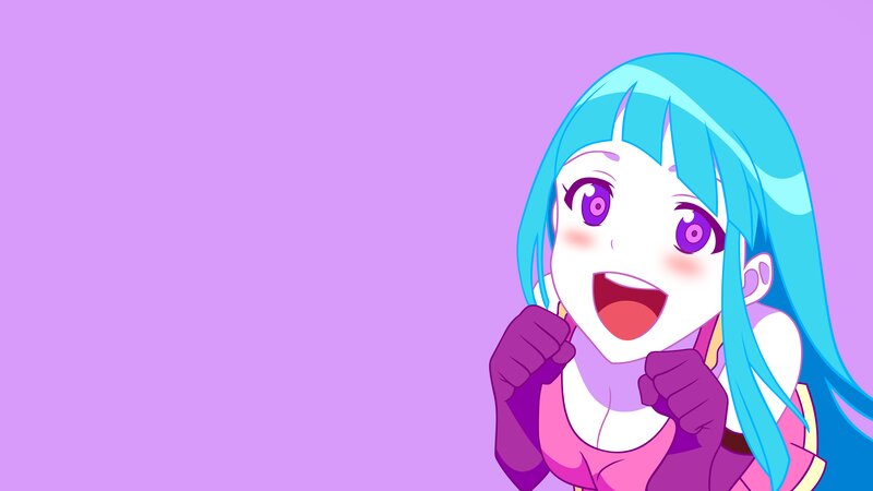 Anime Girl with Blue Hair — Purple, Energetic