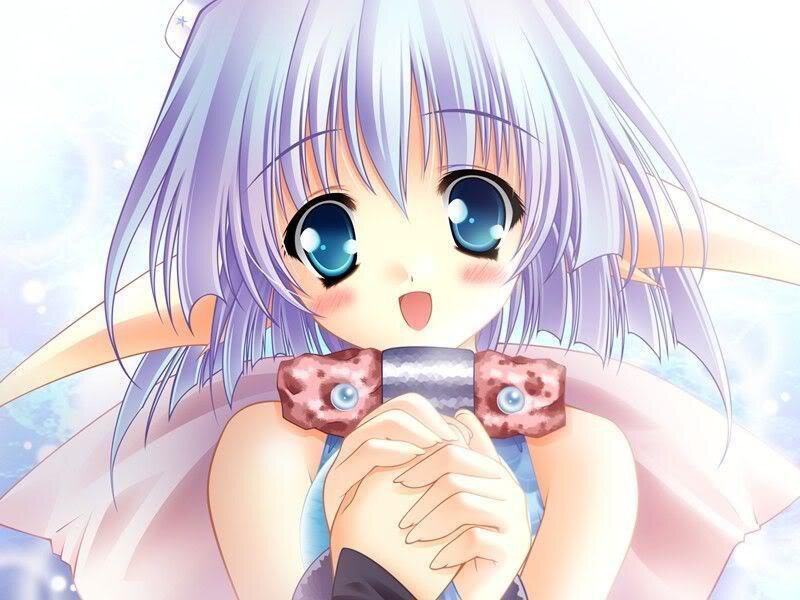 Anime Girl with Blue Hair — Purple, Innocent