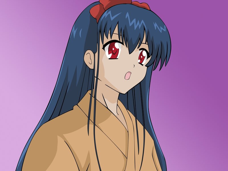 Anime Girl with Blue Hair — Purple, Neutral