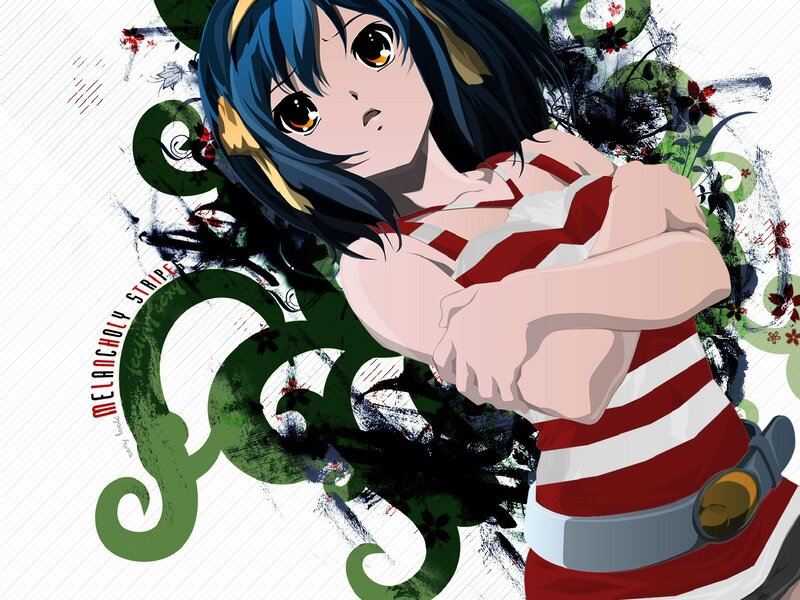 Anime Girl with Blue Hair — Red, Dramatic