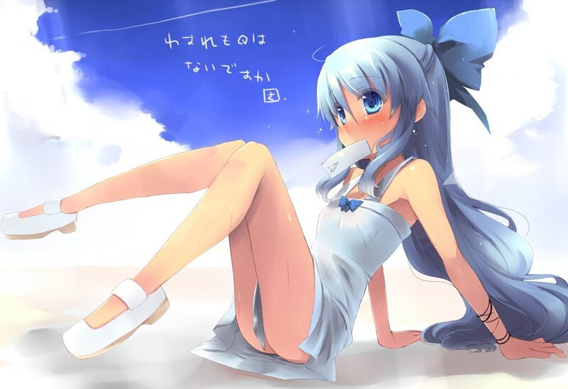 Anime Girl with Blue Hair — Serene, Afternoon, Blue Bow