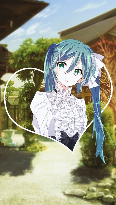 Anime Girl with Blue Hair — Serene, Afternoon, Heart Frame