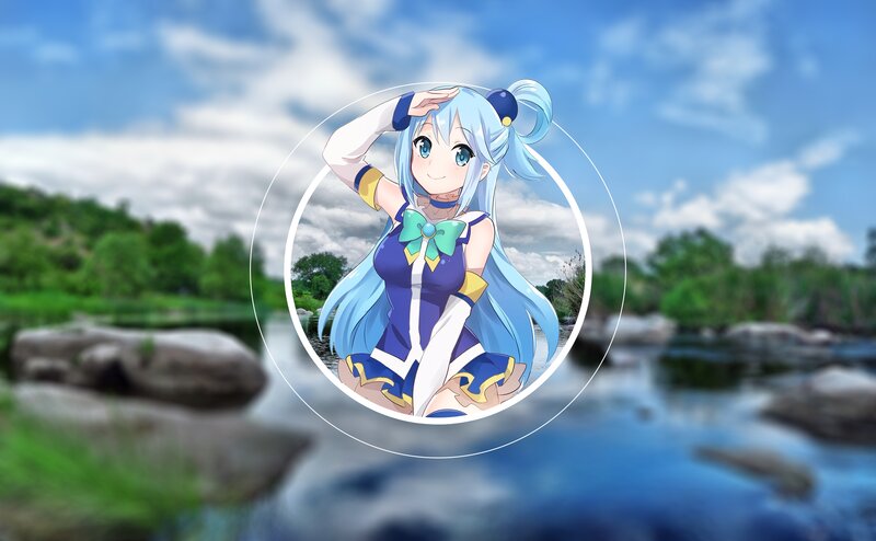 Anime Girl with Blue Hair — Serene, Afternoon, River