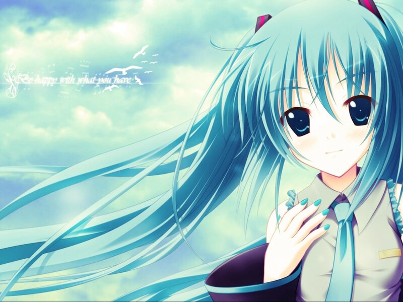 Anime Girl with Blue Hair — Serene, Afternoon, Sky