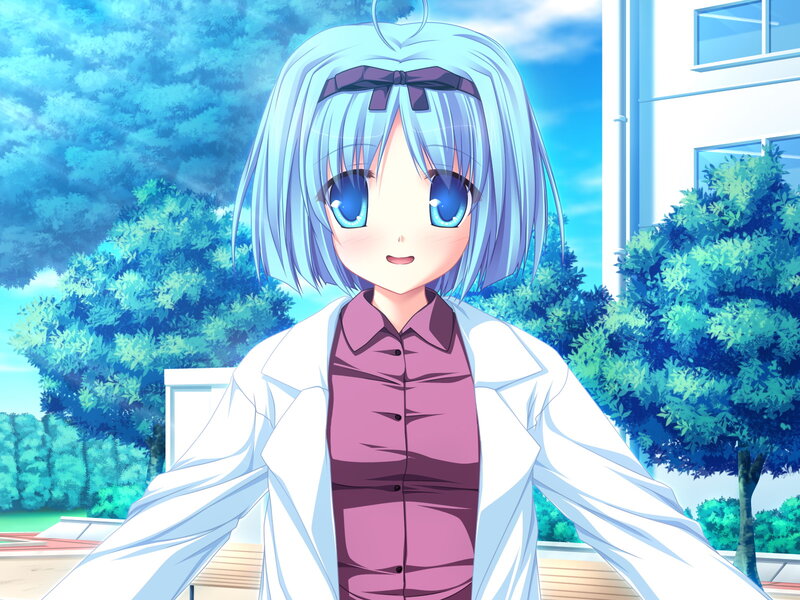 Anime Girl with Blue Hair — Serene, Afternoon, Trees